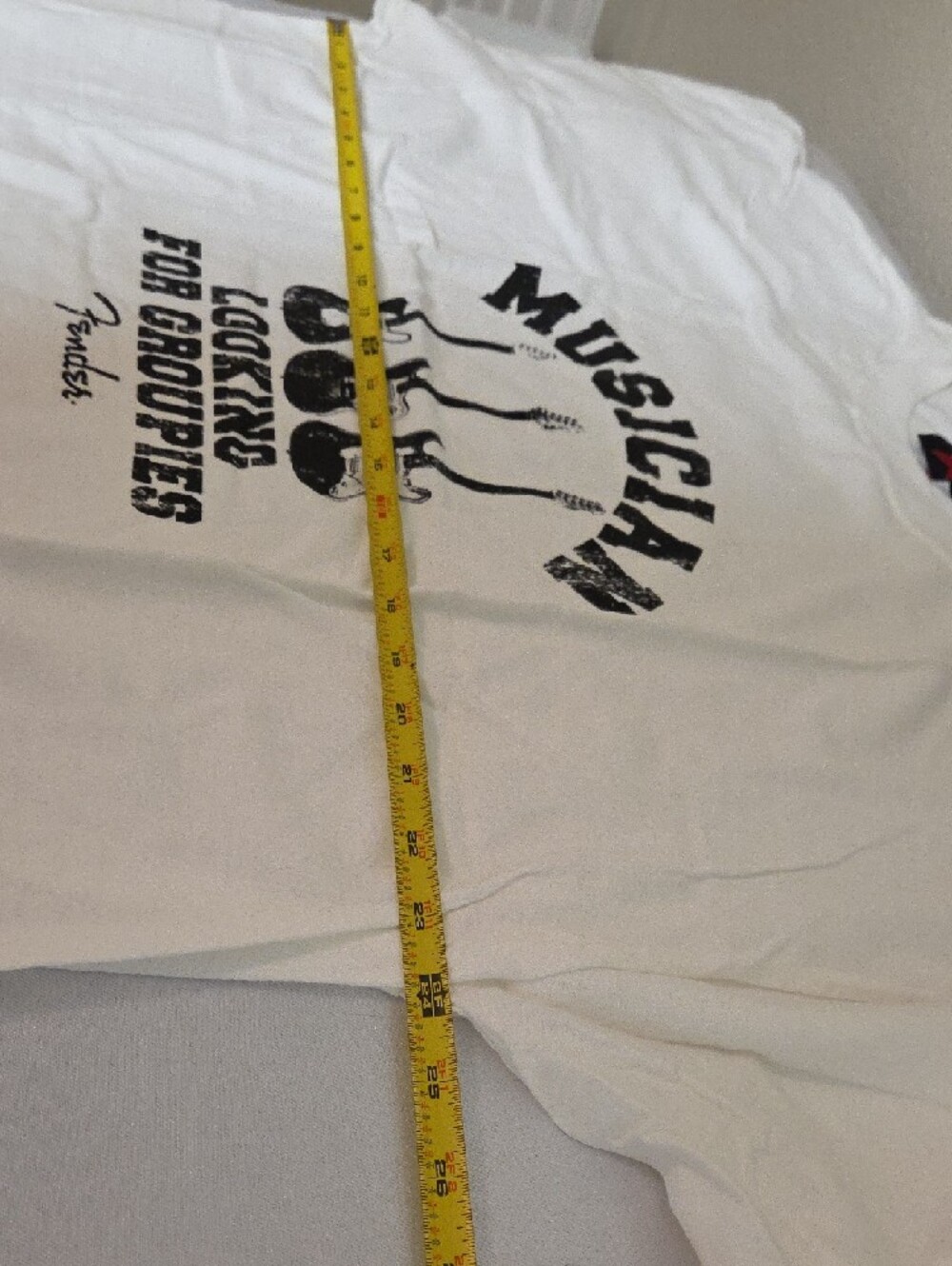 Fender White T-Shirt with Black Guitar Graphic - Picture 5 of 7